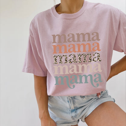 Mama Leopard Comfort Colors Graphic Tees