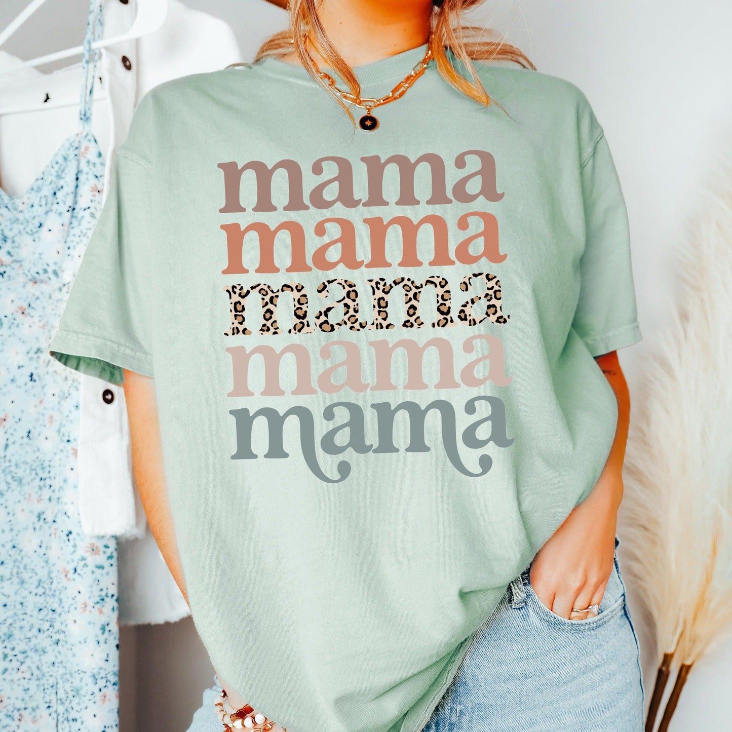 Mama Leopard Comfort Colors Graphic Tees