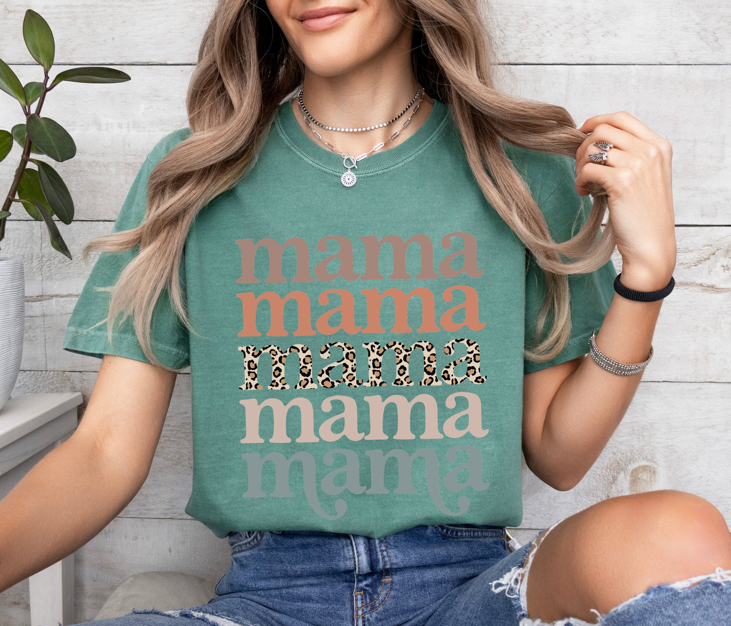 Mama Leopard Comfort Colors Graphic Tees