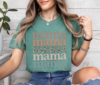 Mama Leopard Comfort Colors Graphic Tees
