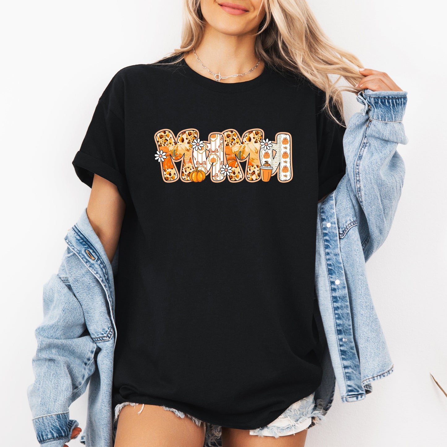 Mama, Pumpkin Pattern, Halloween, Autumn, Fall, Tshirt