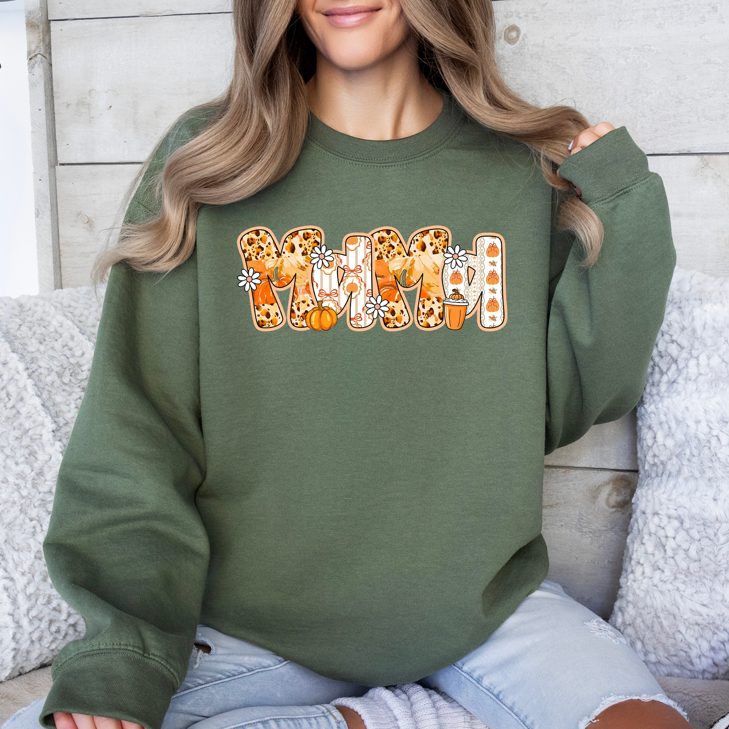 Mama, Pumpkin Pattern, Halloween, Autumn, Fall Sweatshirt