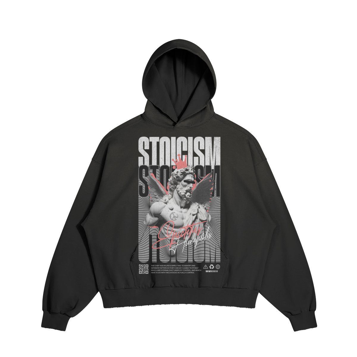 Men's Hoodie - Sun Faded Ripped Pocket Design