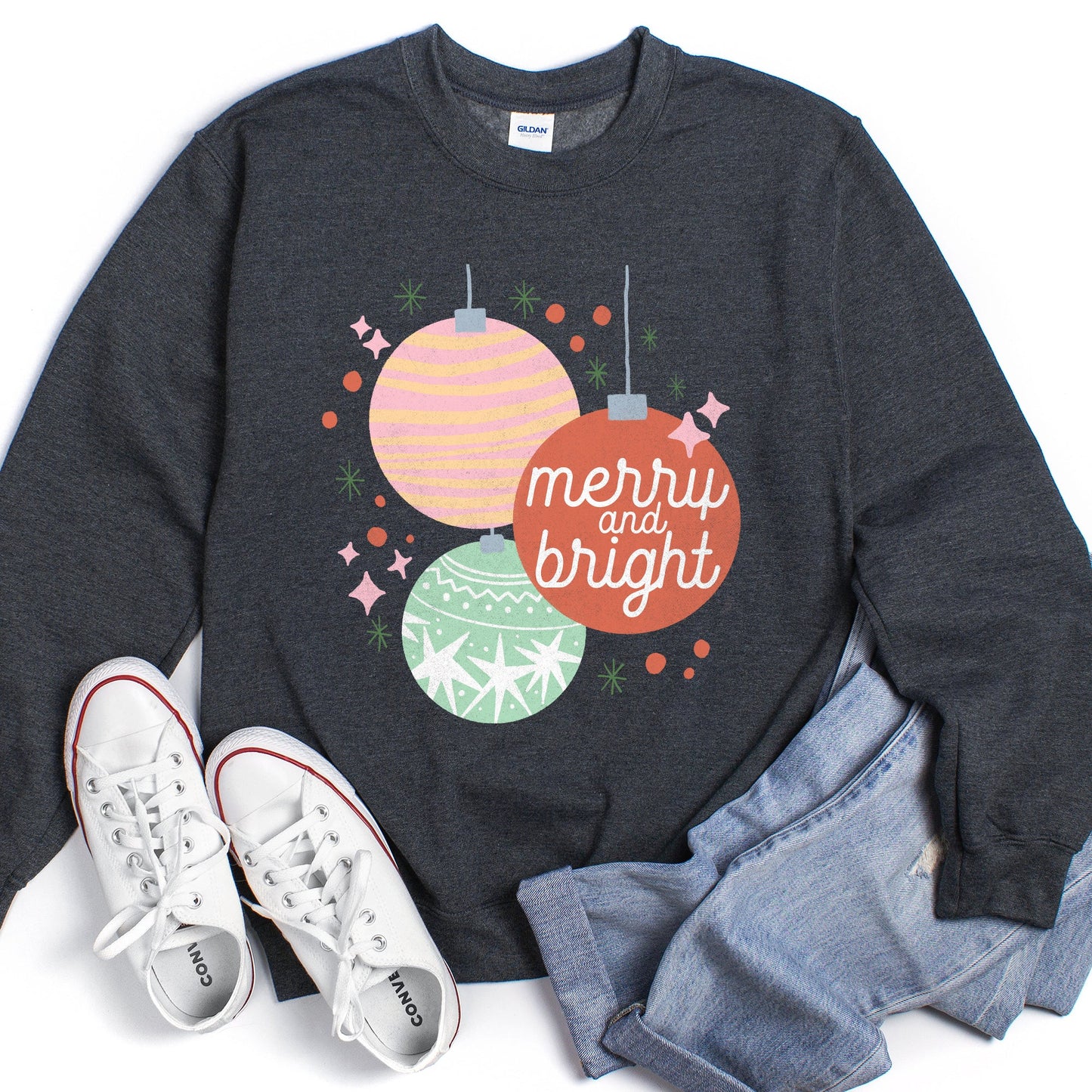 Merry And Bright, Pastel, Christmas Sweatshirt