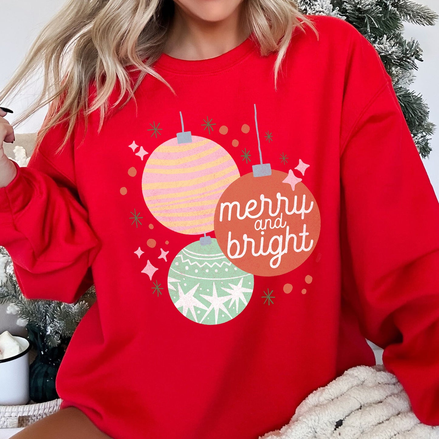 Merry And Bright, Pastel, Christmas Sweatshirt