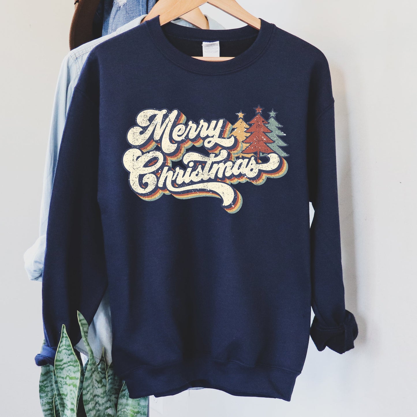 Merry Christmas, Retro Trees Sweatshirt