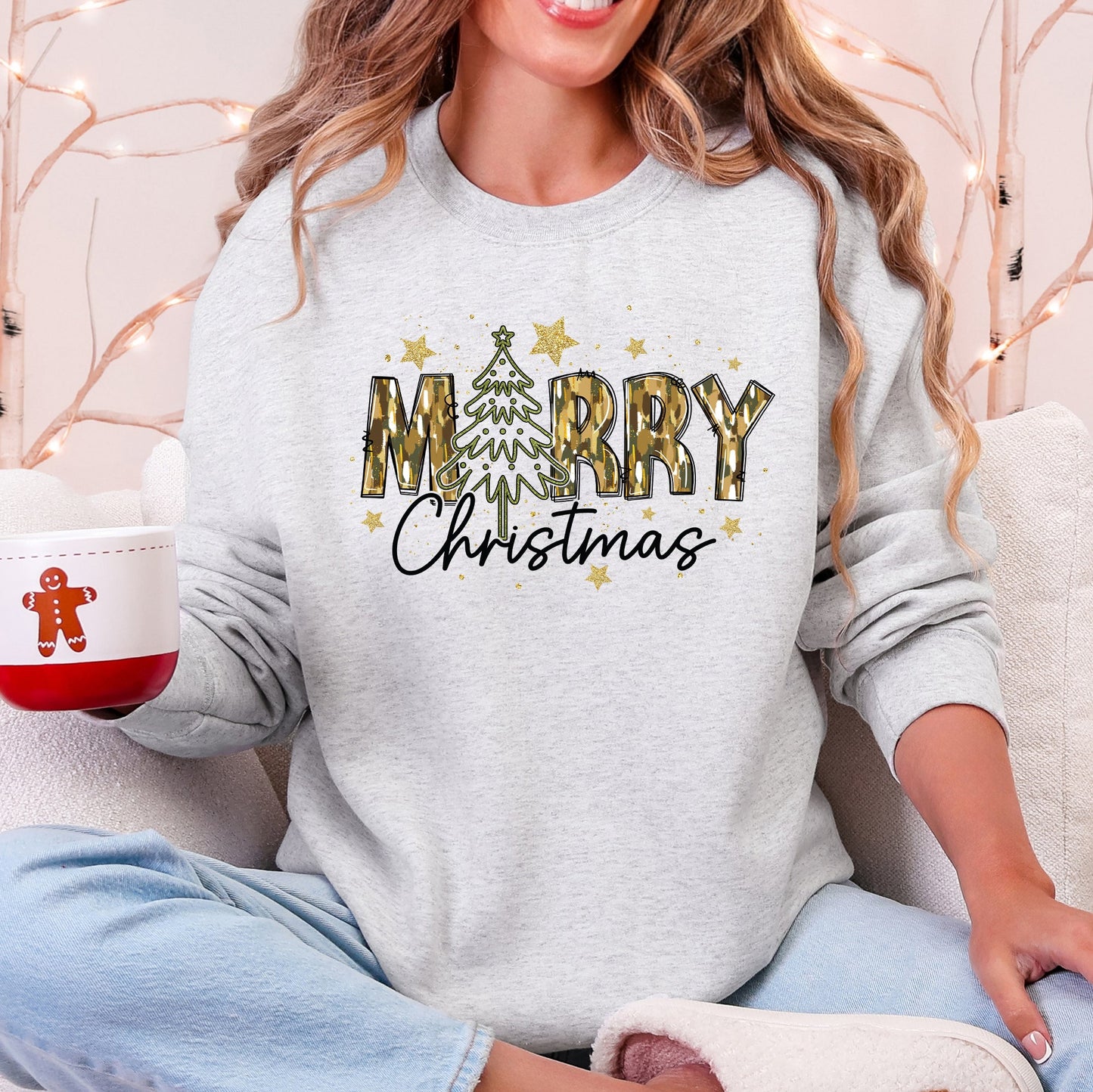 Merry Christmas, Camo, Santa, Christmas Tree Sweatshirt