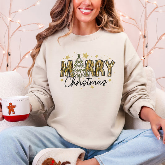 Merry Christmas, Camo, Santa, Christmas Tree Sweatshirt