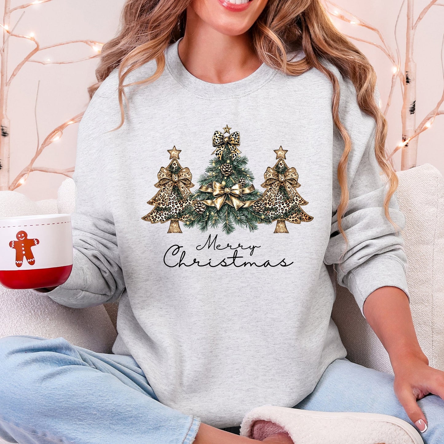 Merry Christmas, Christmas Trees Ribbons, Bows Sweatshirt