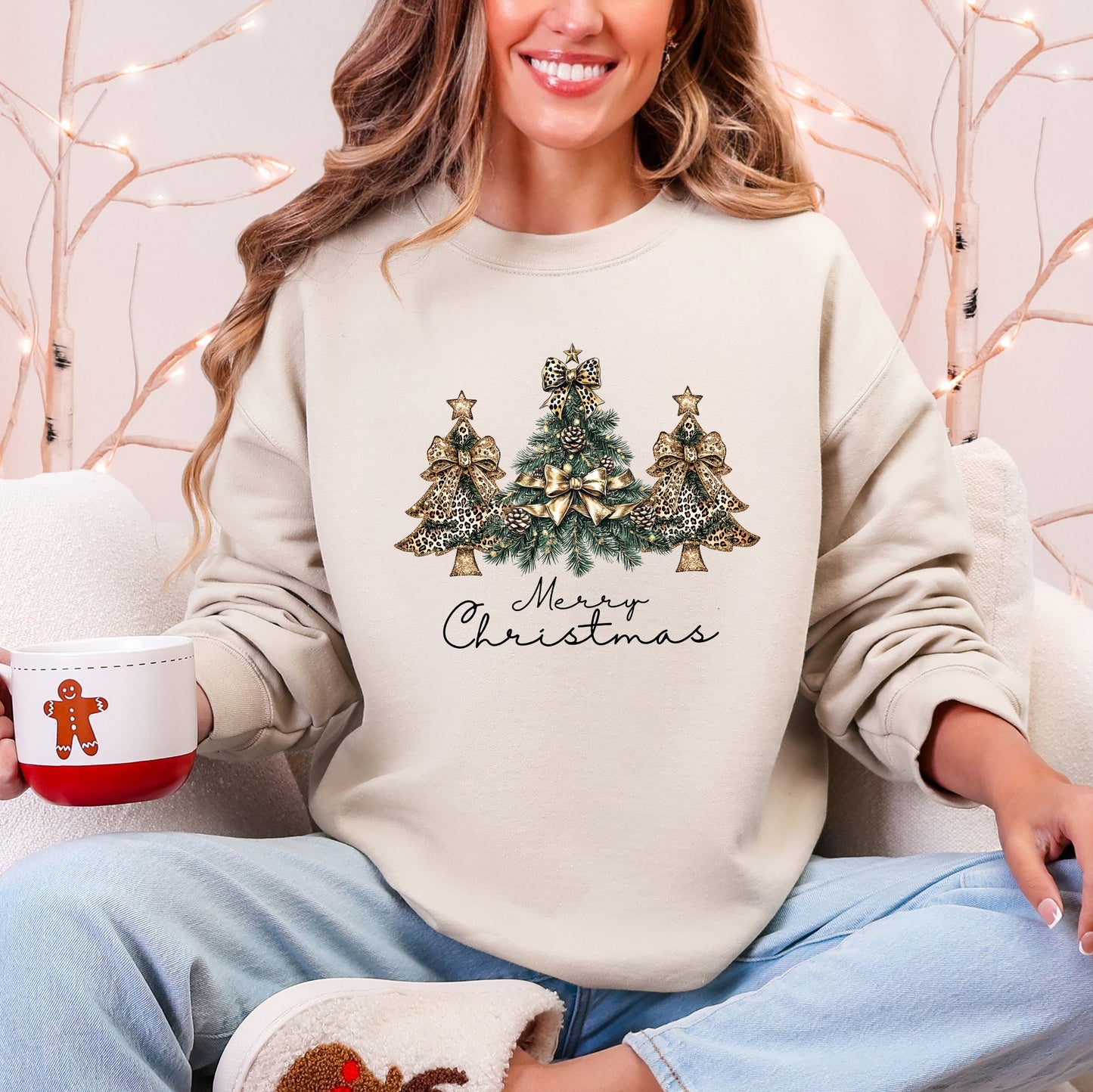 Merry Christmas, Christmas Trees Ribbons, Bows Sweatshirt