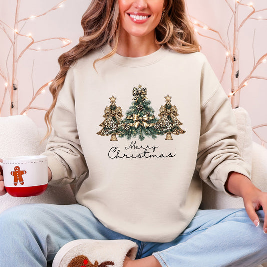 Merry Christmas, Christmas Trees Ribbons, Bows Sweatshirt