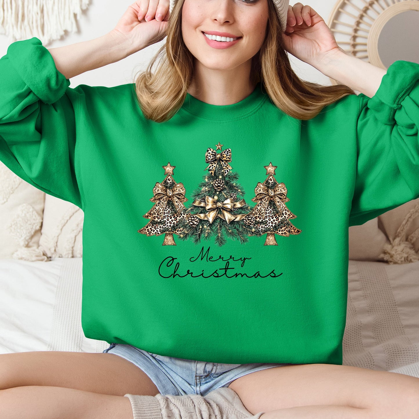 Merry Christmas, Christmas Trees Ribbons, Bows Sweatshirt