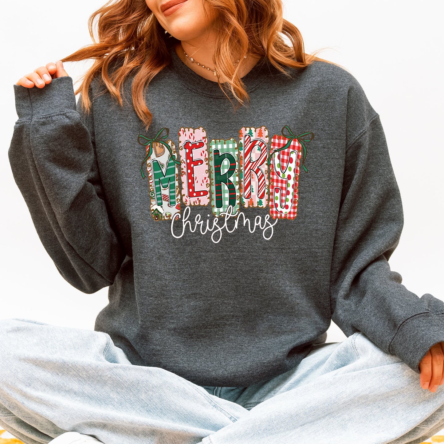 Merry Christmas, Colorful, Retro Sweatshirt
