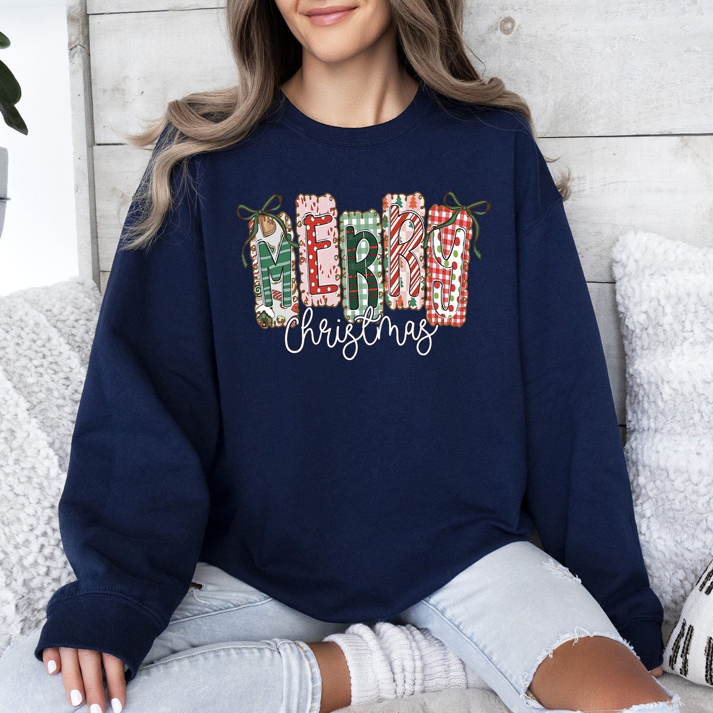 Merry Christmas, Colorful, Retro Sweatshirt
