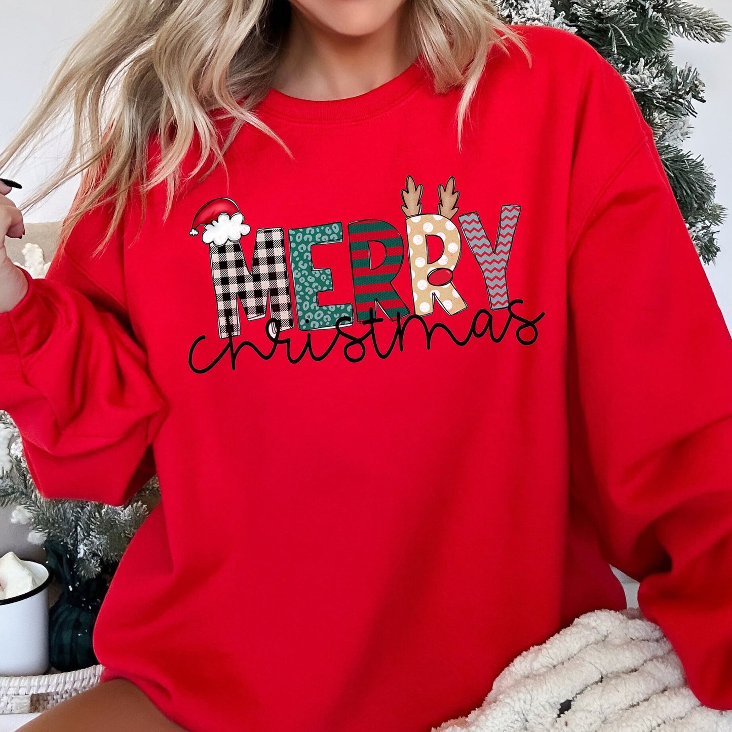 Merry Christmas, Funny Text Sweatshirt