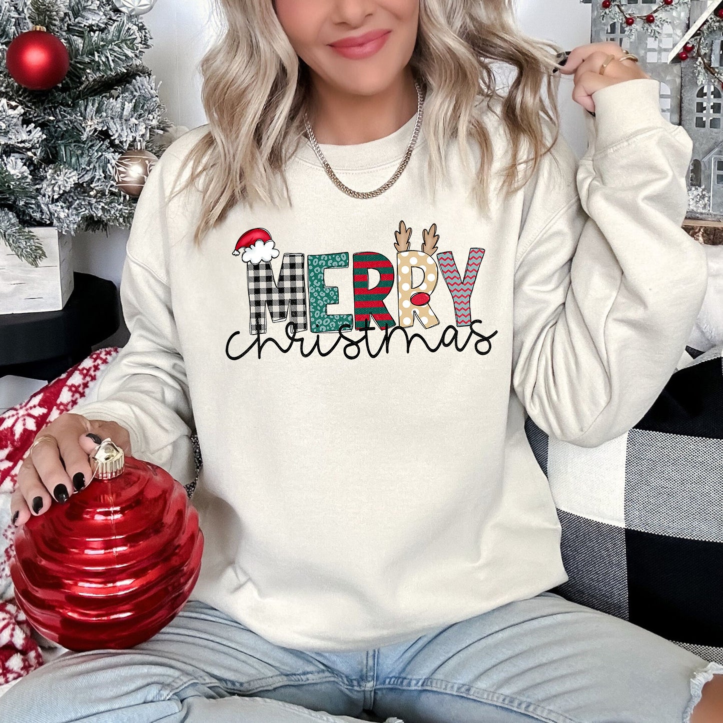 Merry Christmas, Funny Text Sweatshirt