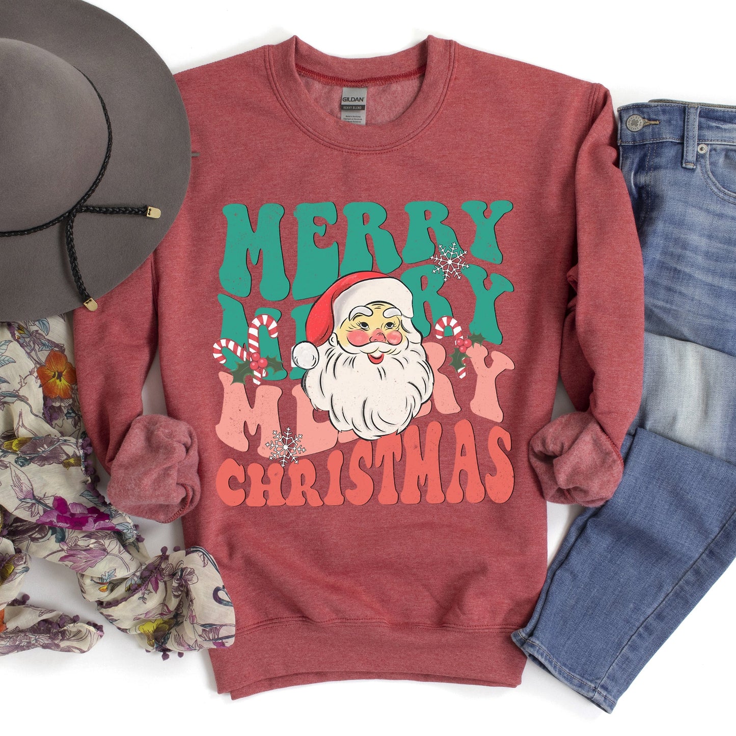 Merry Christmas, Retro Santa Sweatshirt