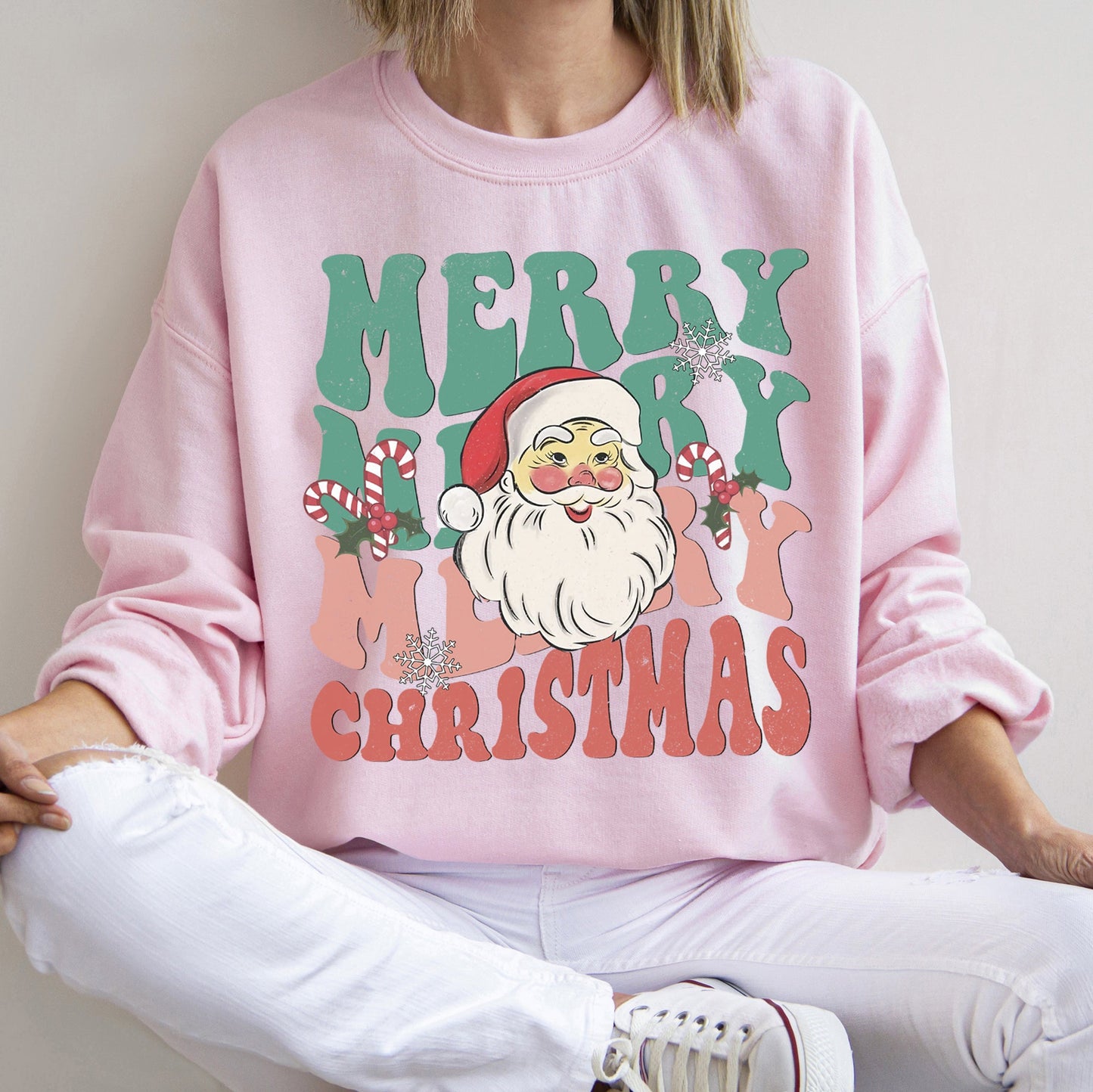 Merry Christmas, Retro Santa Sweatshirt