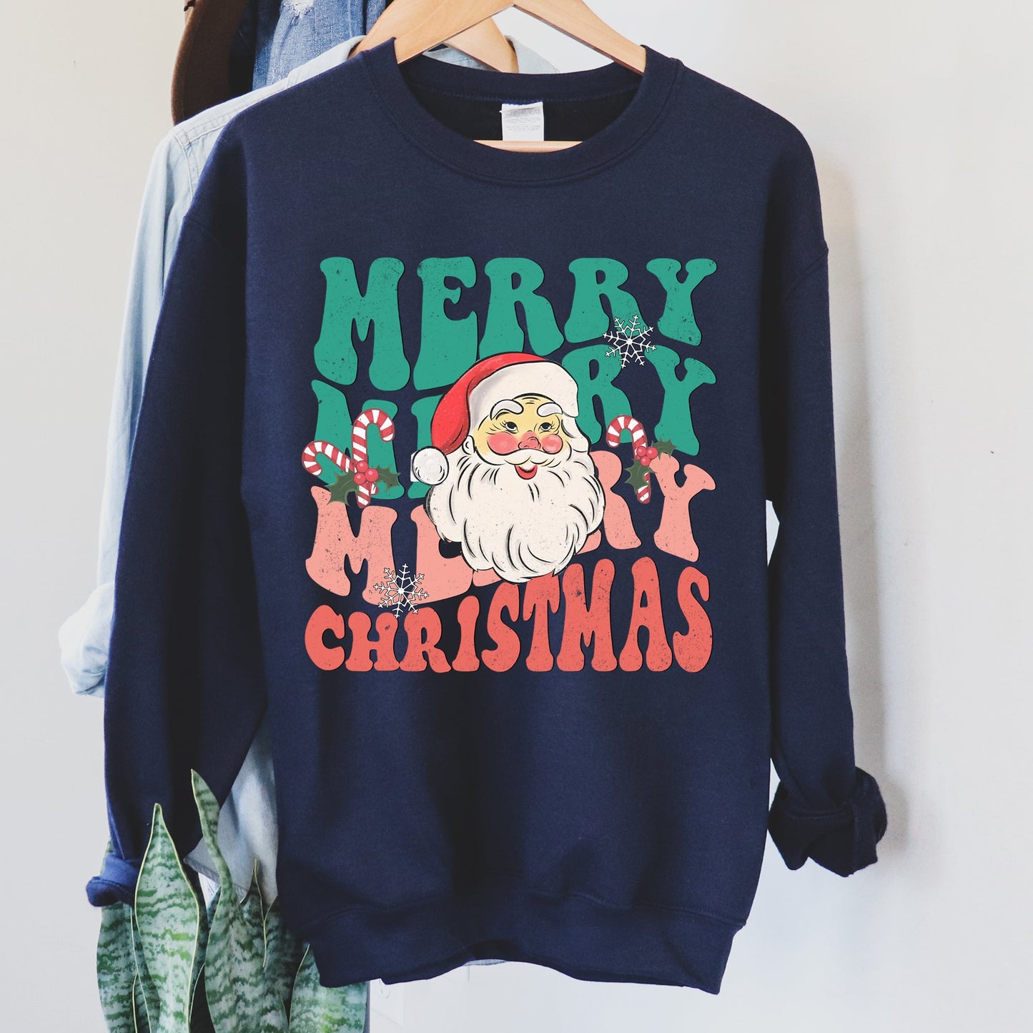 Merry Christmas, Retro Santa Sweatshirt