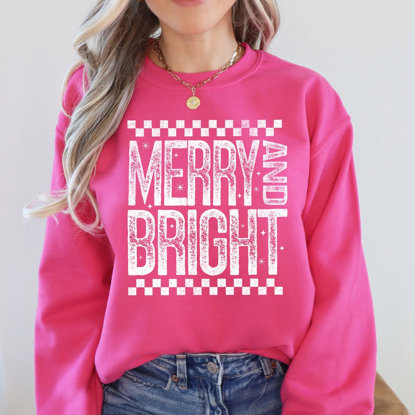 Merry and Bright, Christmas, Retro, Vintage Sweatshirt