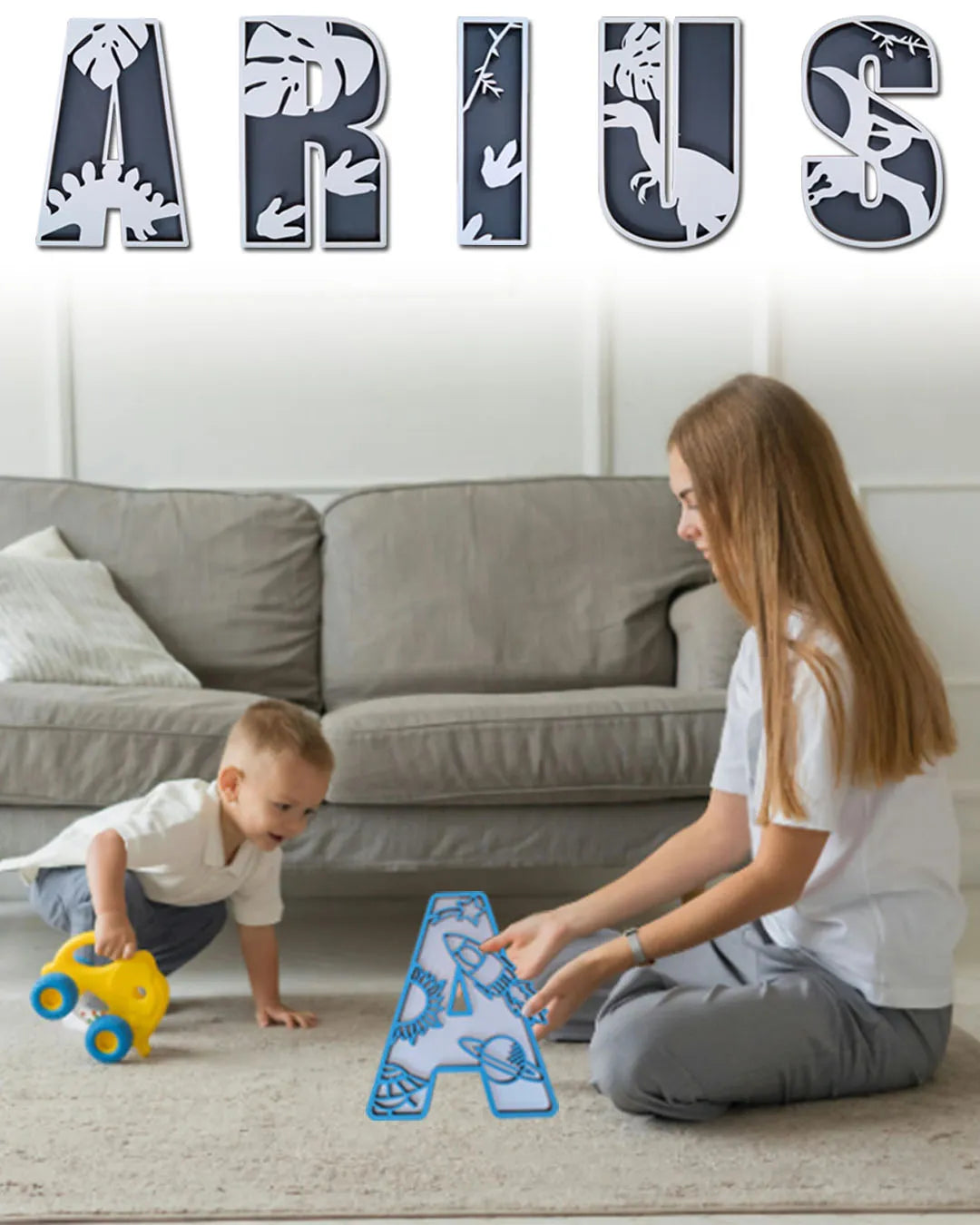 Name Sign For Nursery, Boho Nursery Sign, Family Name Signs, 3D Wall Art for Children & Kids Rooms, Baby Shower, First birthday gift (Floran)