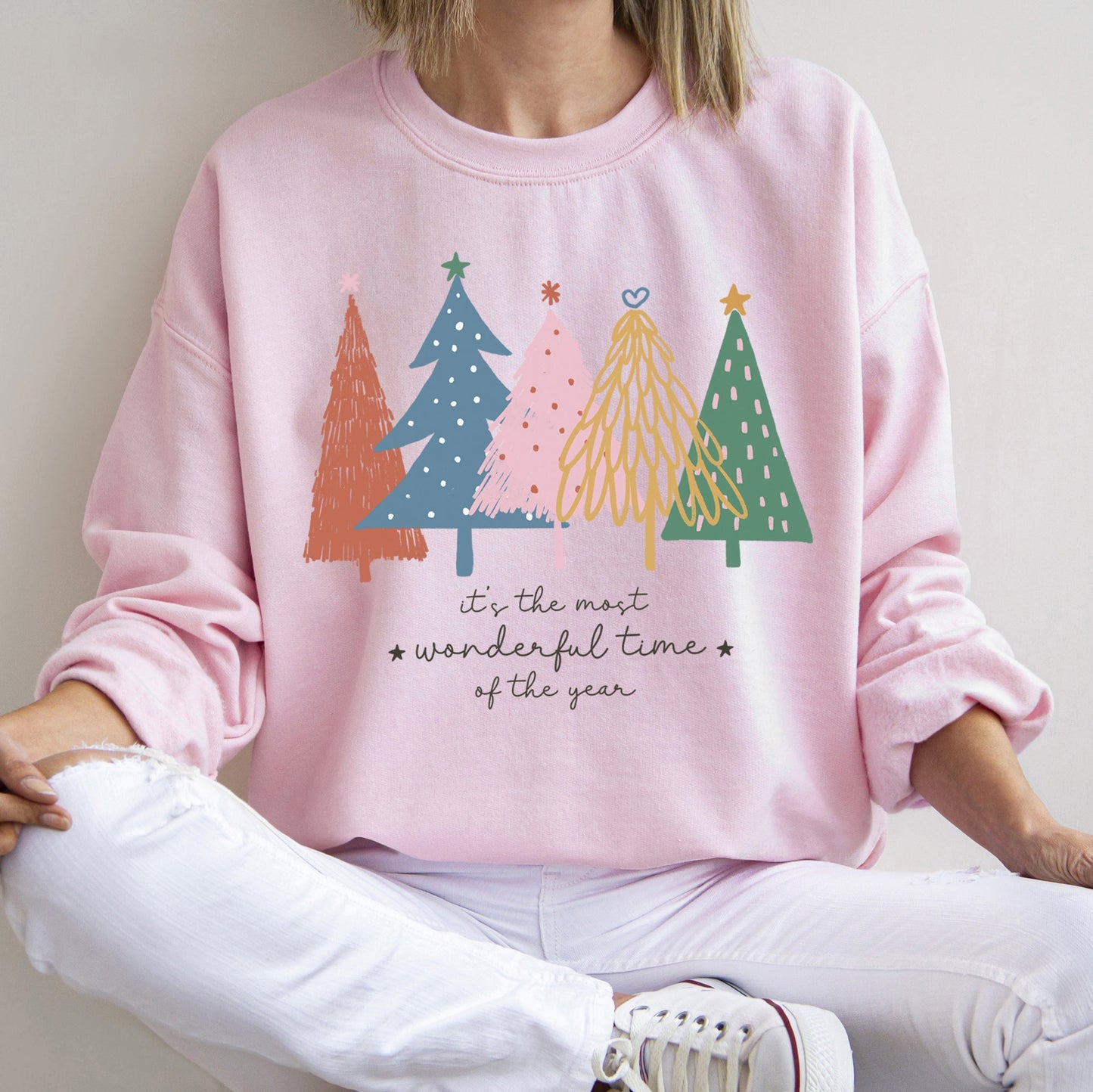 Most Wonderful Time Retro Christmas Trees Sweatshirt