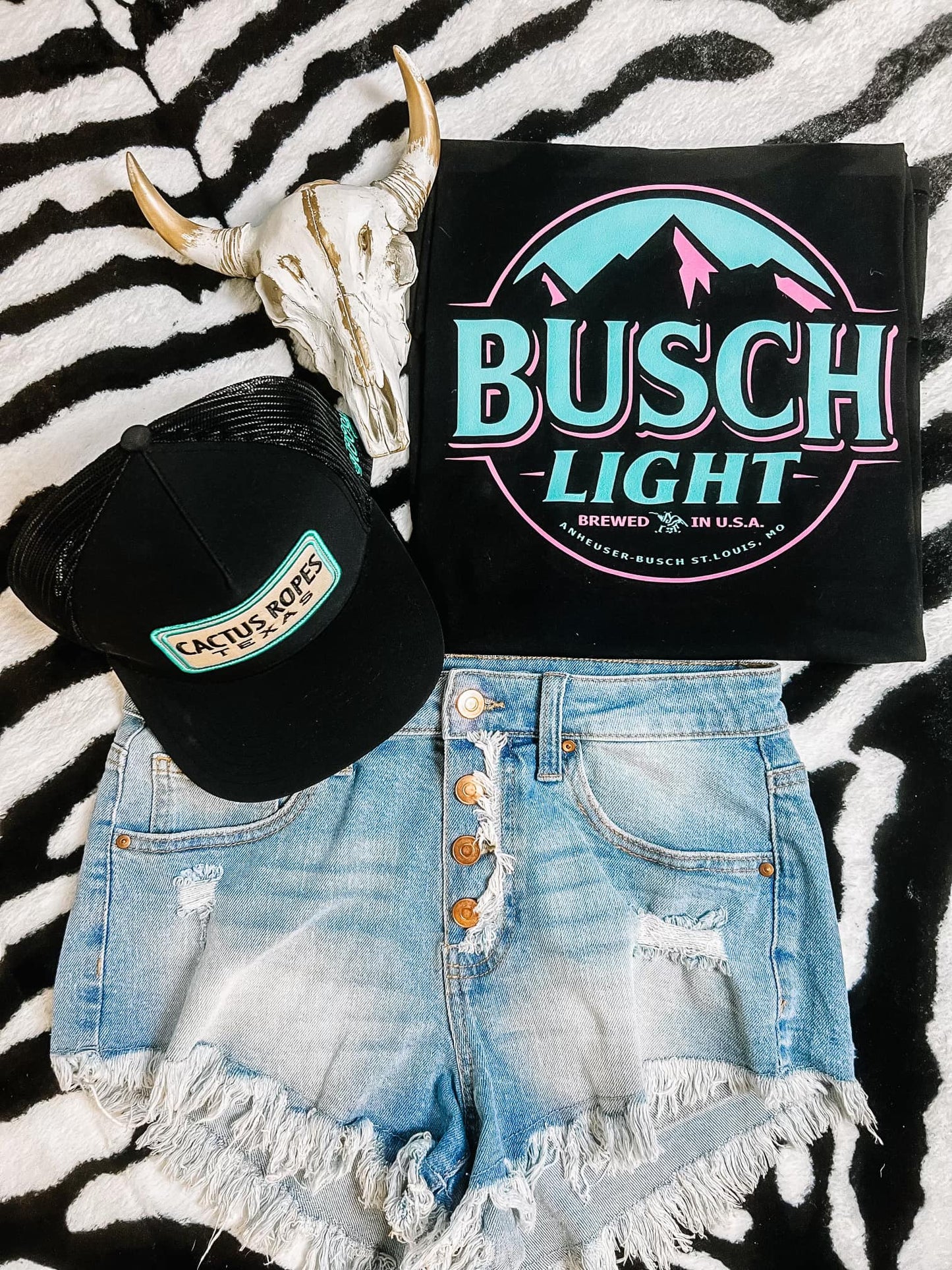 Neon Busch Light Western Graphic Tee - Aaria Tees