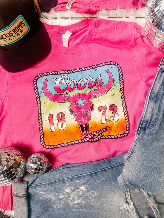 Neon Coors Summer Bella Canva Graphic Tee - Aaria Tees