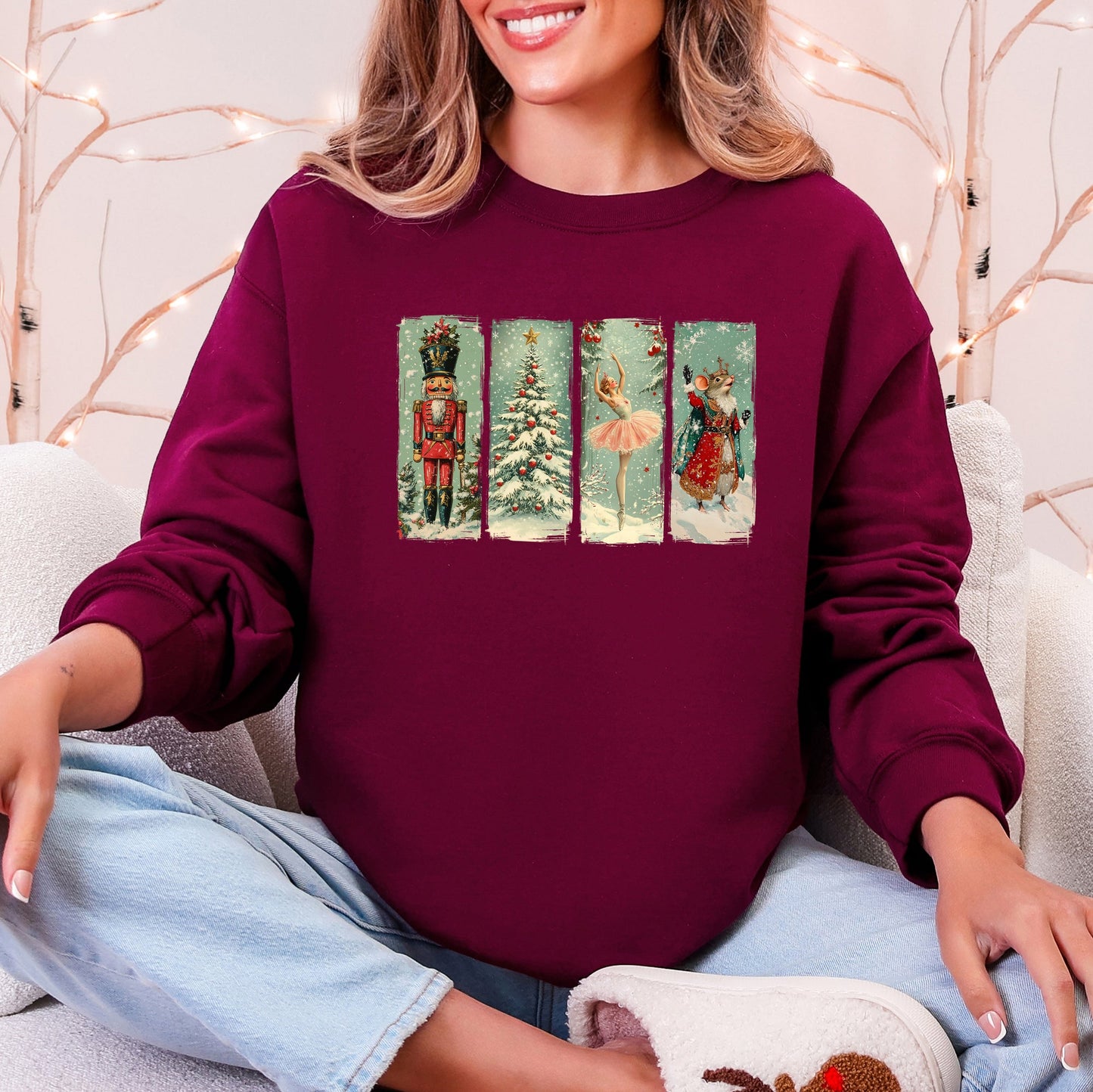 Nutcracker Ballet, Santa, Christmas, Retro Sweatshirt