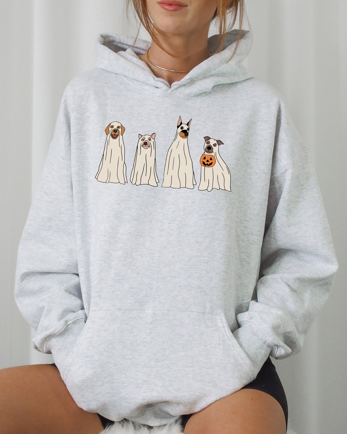 Spooky Ghost Dogs, Bathroom, Funny, Witch, Aesthetic, Meme, Halloween, Spooky, Costume, Hoodie, Hooded Sweatshirt