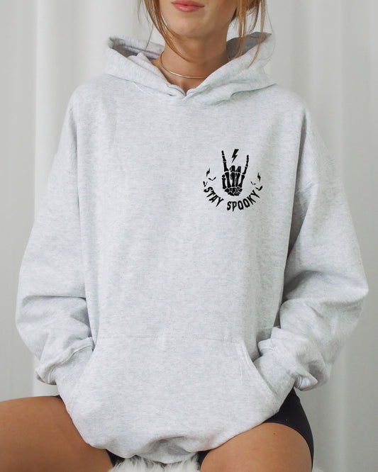 Stay Spooky, Pocket, Skeleton, Ghost, Funny, Witch, Aesthetic, Meme, Halloween, Spooky, Costume, Hoodie, Hooded Sweatshirt