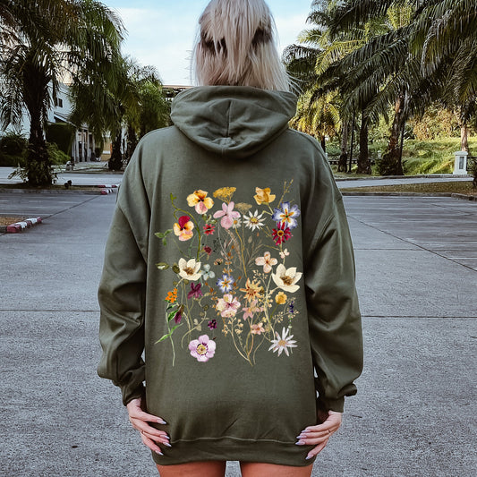 Clover Meadow Pressed Flower Hoodie