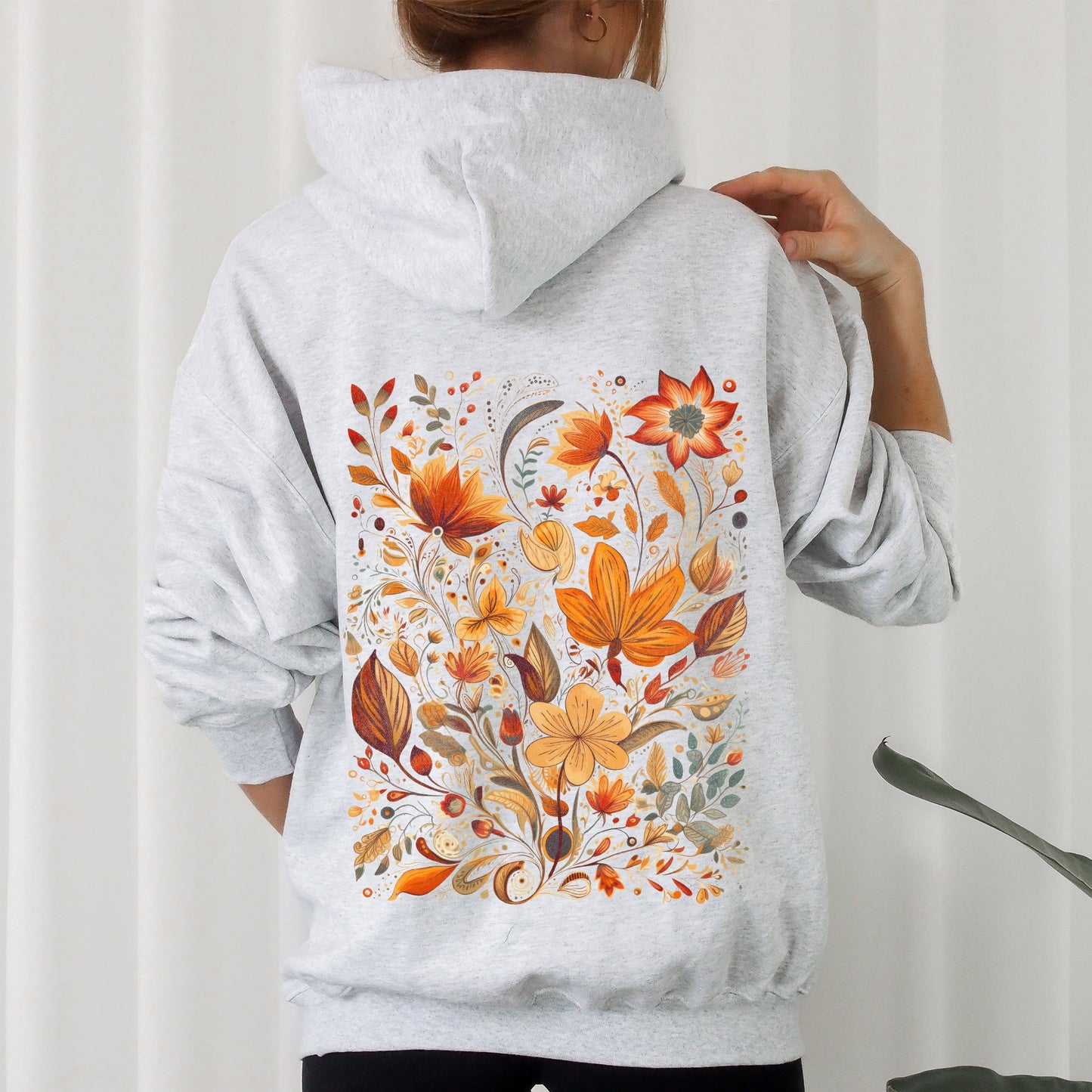 Boho Floral Pattern, Natural Colors, Flower, Botanical Hoodie