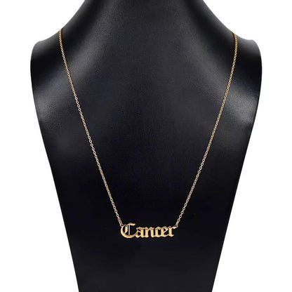 Old English Zodiac Necklace - Aaria Tees