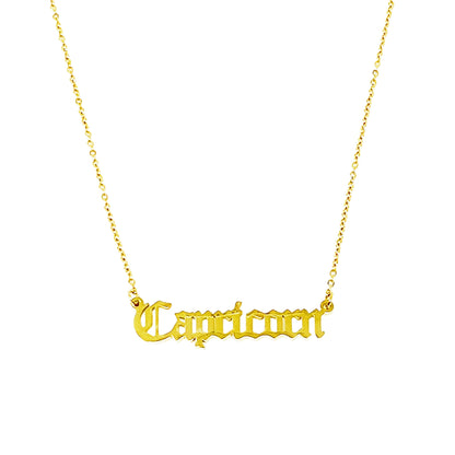 Old English Zodiac Necklace - Aaria Tees