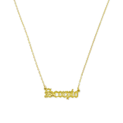 Old English Zodiac Necklace - Aaria Tees
