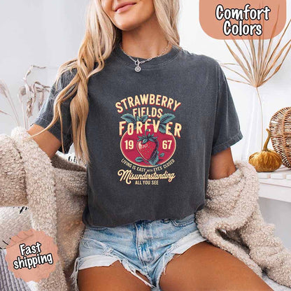 Old School Rock Band Tee – Strawberry Fields Comfort Colors Shirt