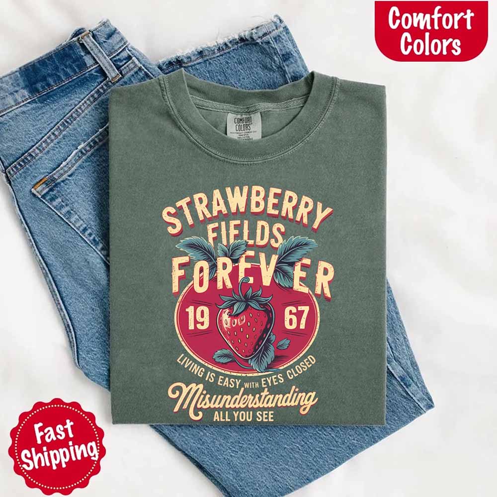Old School Rock Band Tee – Strawberry Fields Comfort Colors Shirt