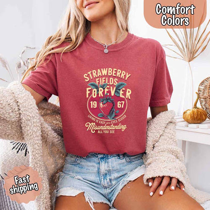 Old School Rock Band Tee – Strawberry Fields Comfort Colors Shirt