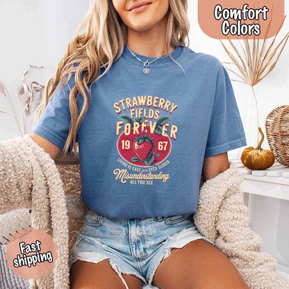Old School Rock Band Tee – Strawberry Fields Comfort Colors Shirt