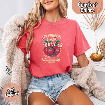 Old School Rock Band Tee – Strawberry Fields Comfort Colors Shirt