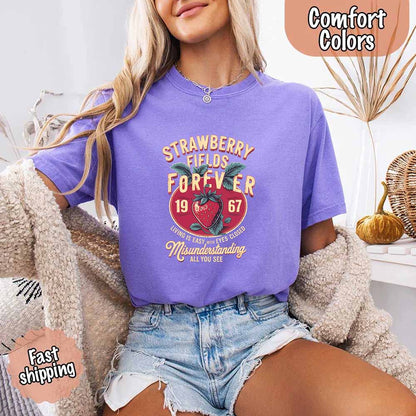 Old School Rock Band Tee – Strawberry Fields Comfort Colors Shirt
