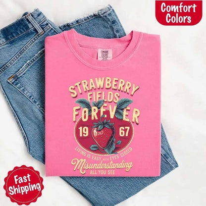 Old School Rock Band Tee – Strawberry Fields Comfort Colors Shirt
