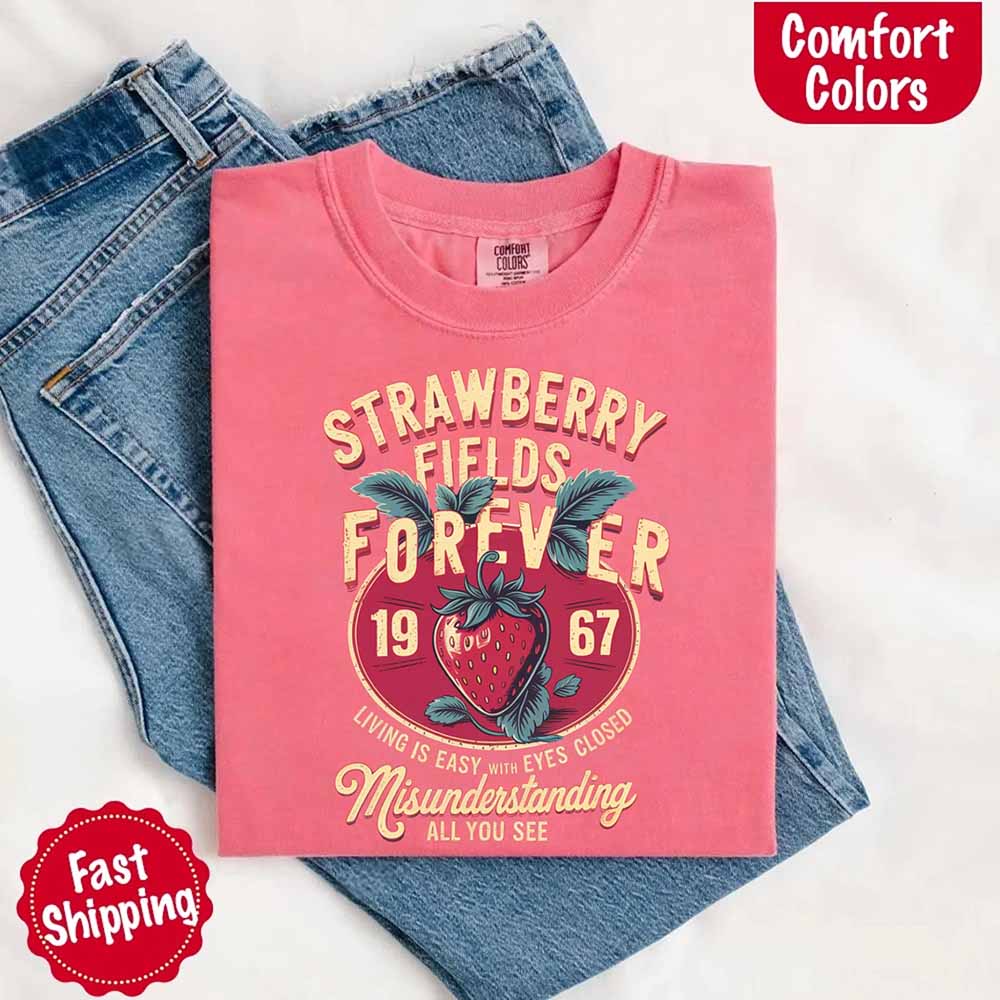 Old School Rock Band Tee – Strawberry Fields Comfort Colors Shirt