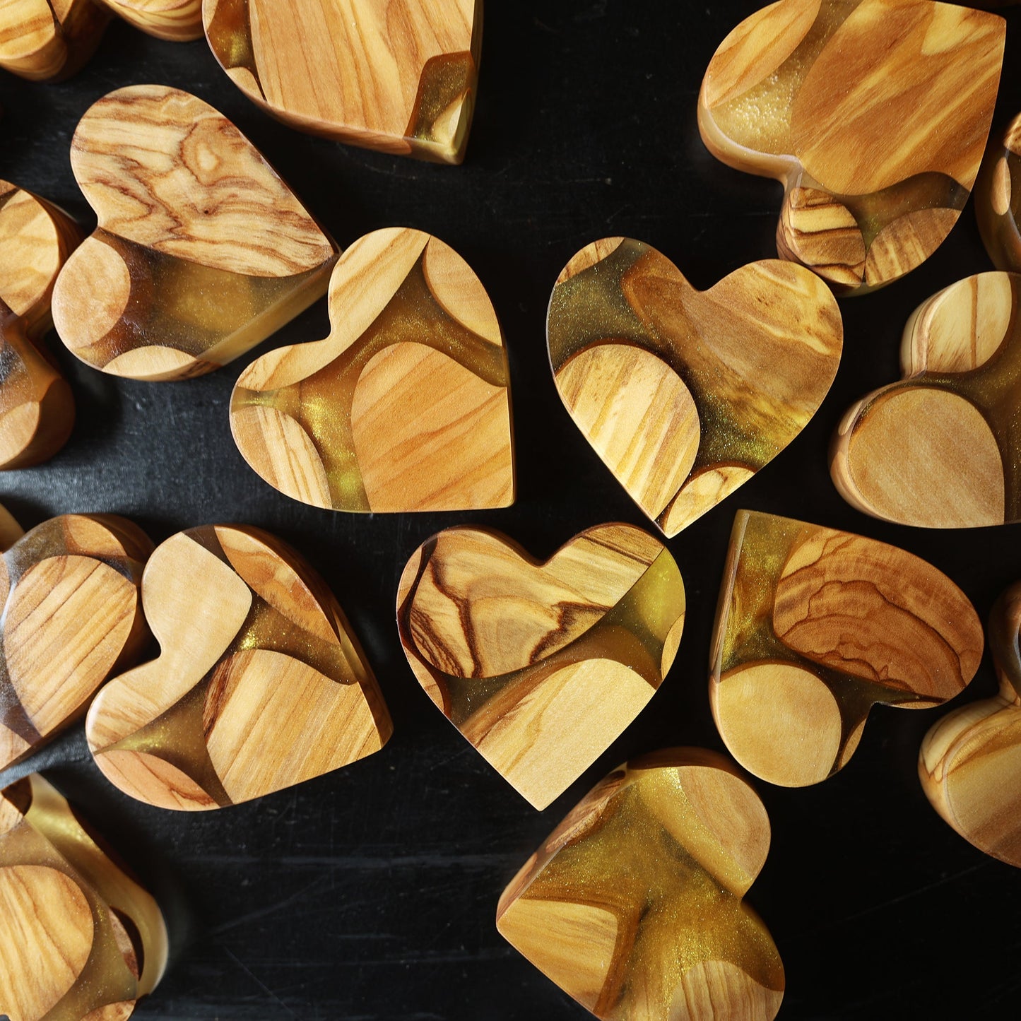 Olive & Gold Hearts