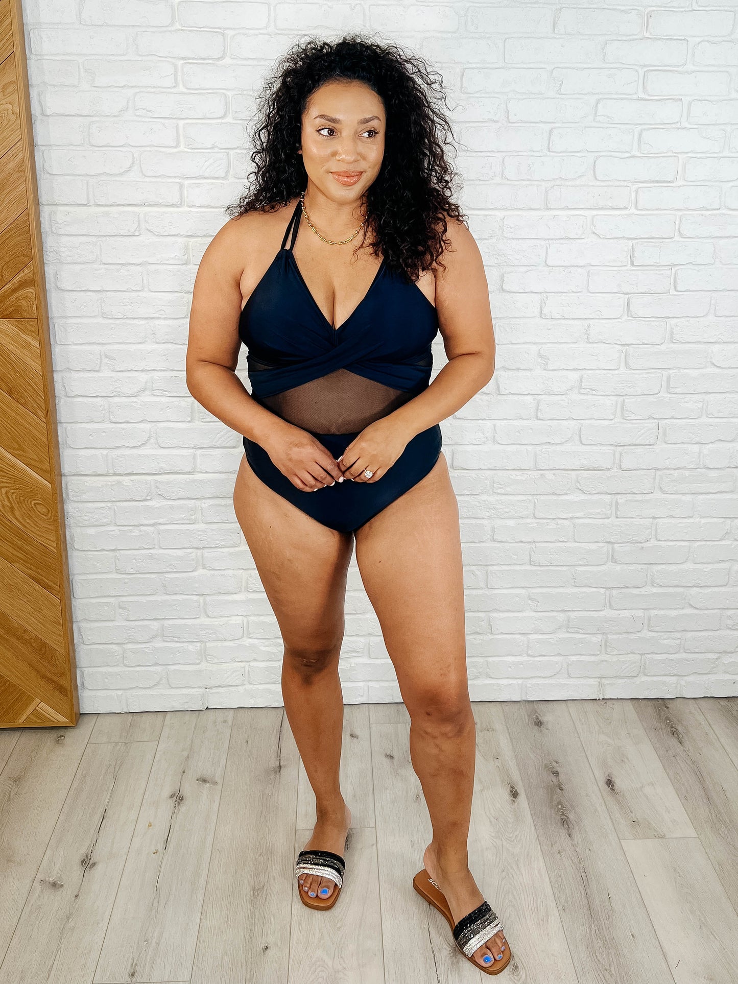 Palma Mesh Detail Halter Swimsuit (Online Exclusive) Aaria Tees