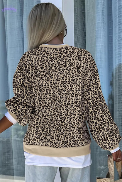 Parchment Leopard Print Crew Neck Sweatshirt Aaria Tees