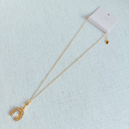 Paved Horseshoe Pendant Necklace - Aaria Tees