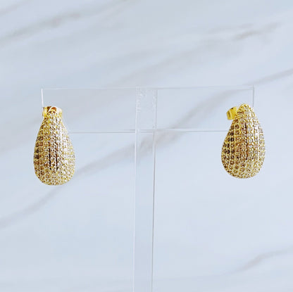 Paved Teardrop Stud Earrings