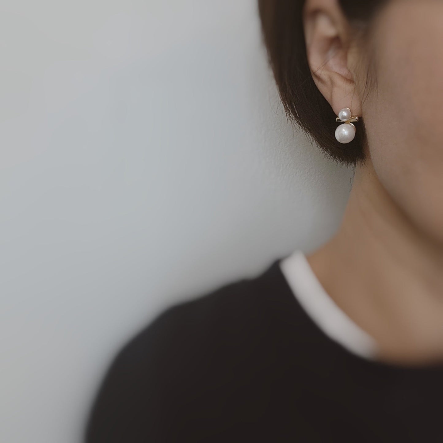 Pearls And Golden Bar Stud Earrings